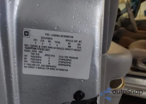 2000 Buick Lesabre Custom из США, поврежденный, VIN 1G4HP54K1YU321231